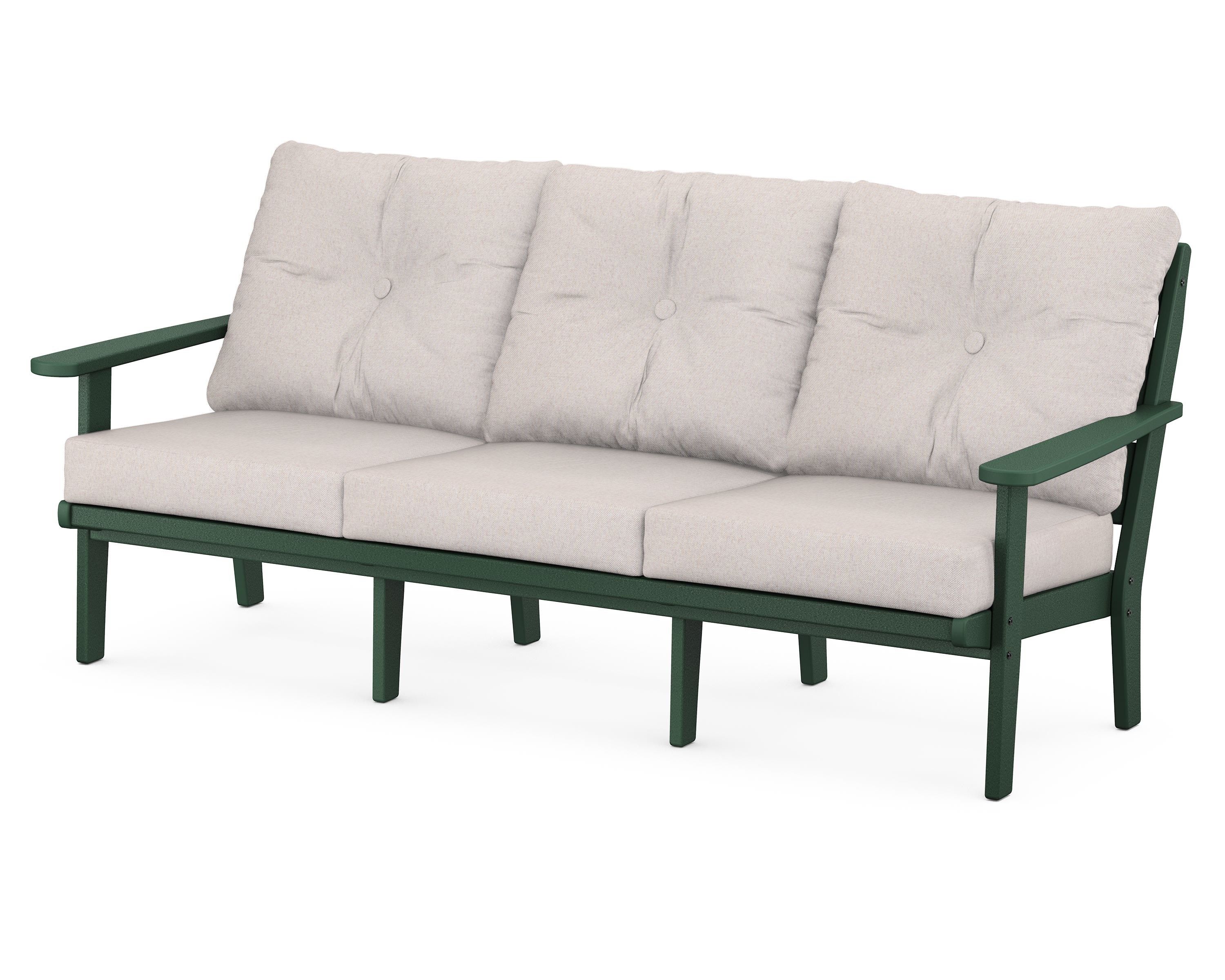 POLYWOOD® Lakeside Deep Seating Sofa in Green / Dune Burlap
