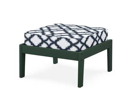 Unbranded Deep Seating Ottoman in Green / Trellis Marine Indigo