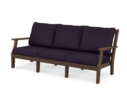 Martha Stewart by POLYWOOD® Chinoiserie Deep Seating Sofa in Mahogany / Navy Linen