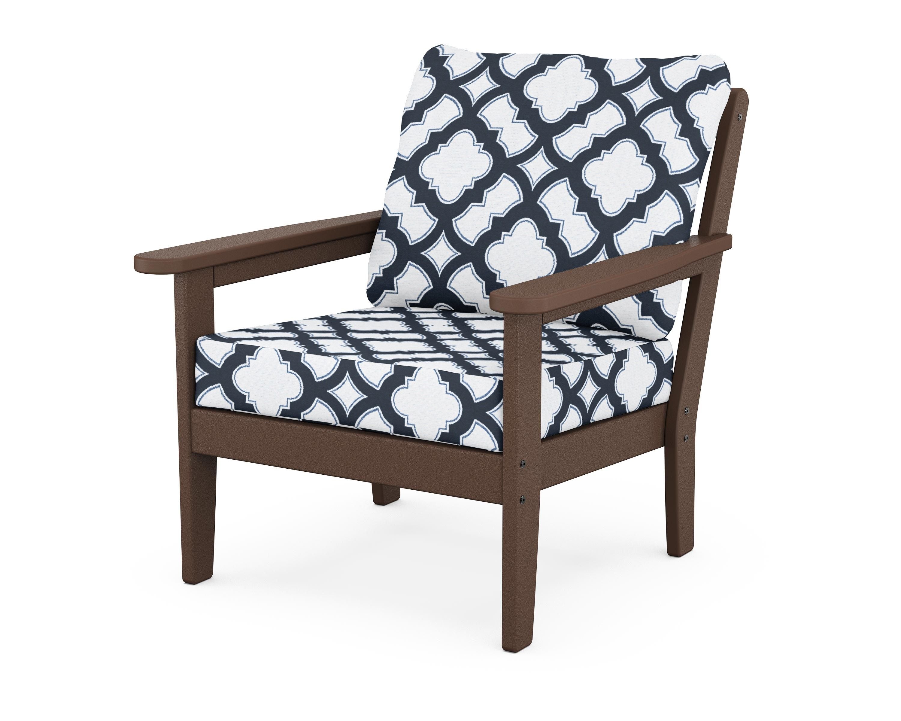 Country Living Cottage Deep Seating Chair in Mahogany / Trellis Marine Indigo