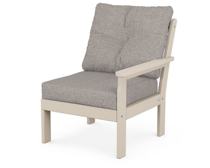 POLYWOOD® Vineyard Modular Right Arm Chair in Sand / Weathered Tweed