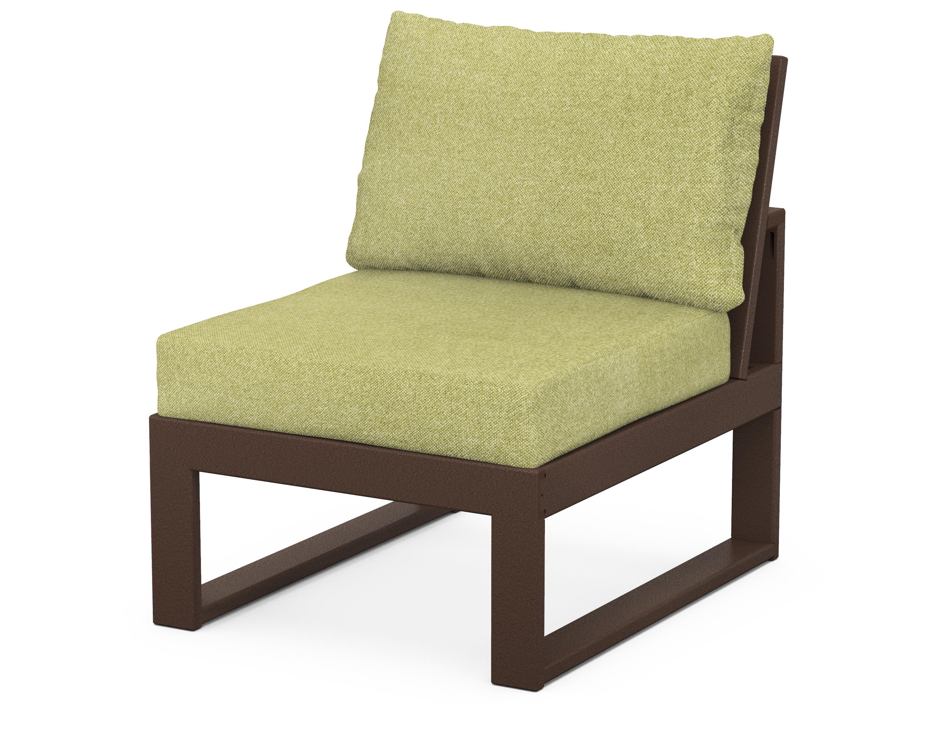 Unbranded Modular Armless Chair in Mahogany / Chartreuse Boucle