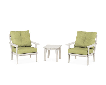 POLYWOOD® Oxford 3-Piece Deep Seating Set in Sand / Chartreuse Boucle