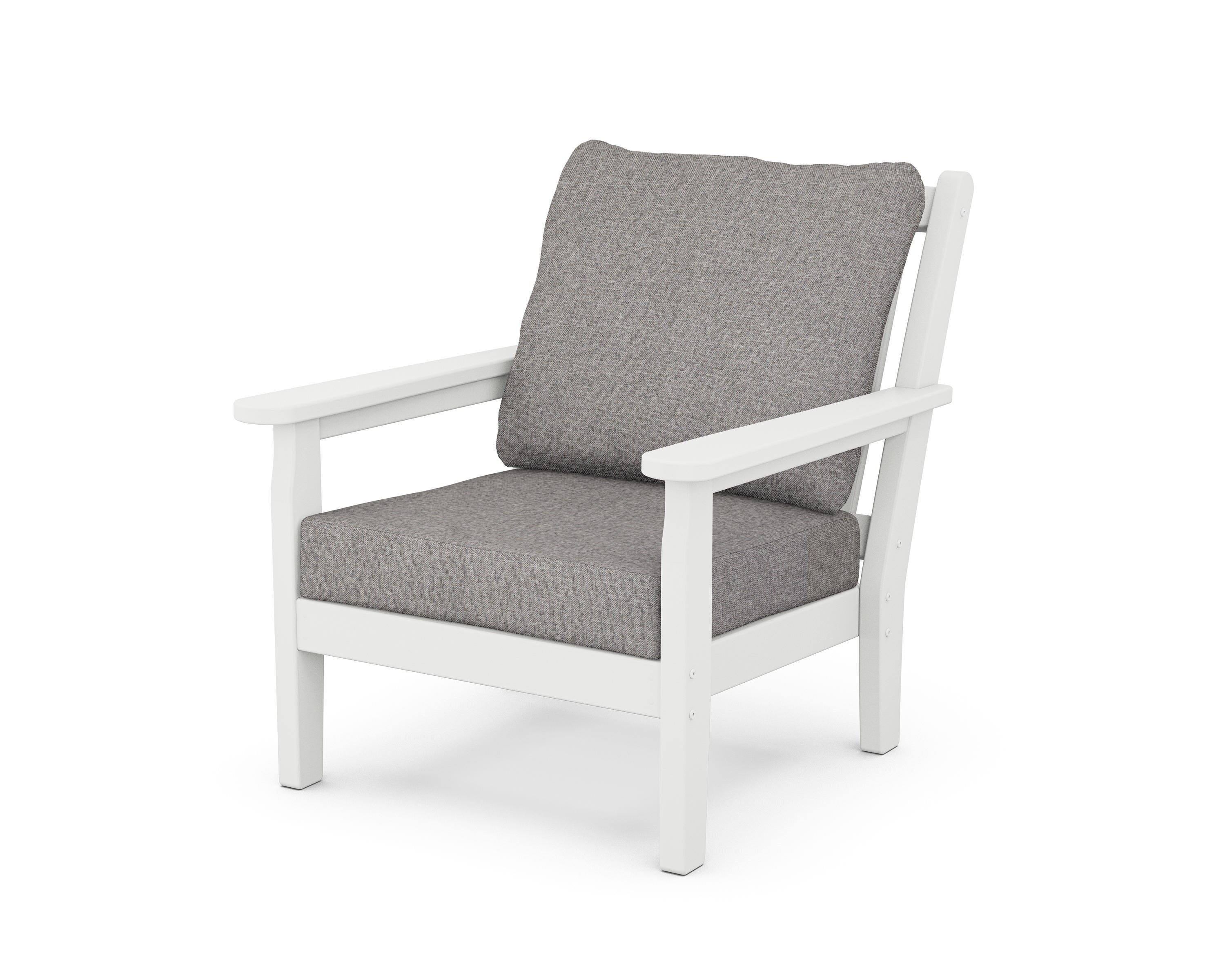 POLYWOOD® Chippendale Deep Seating Chair in White / Grey Mist
