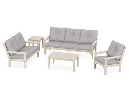 POLYWOOD® Vineyard 5 Piece Deep Seating Set in Sand / Granite