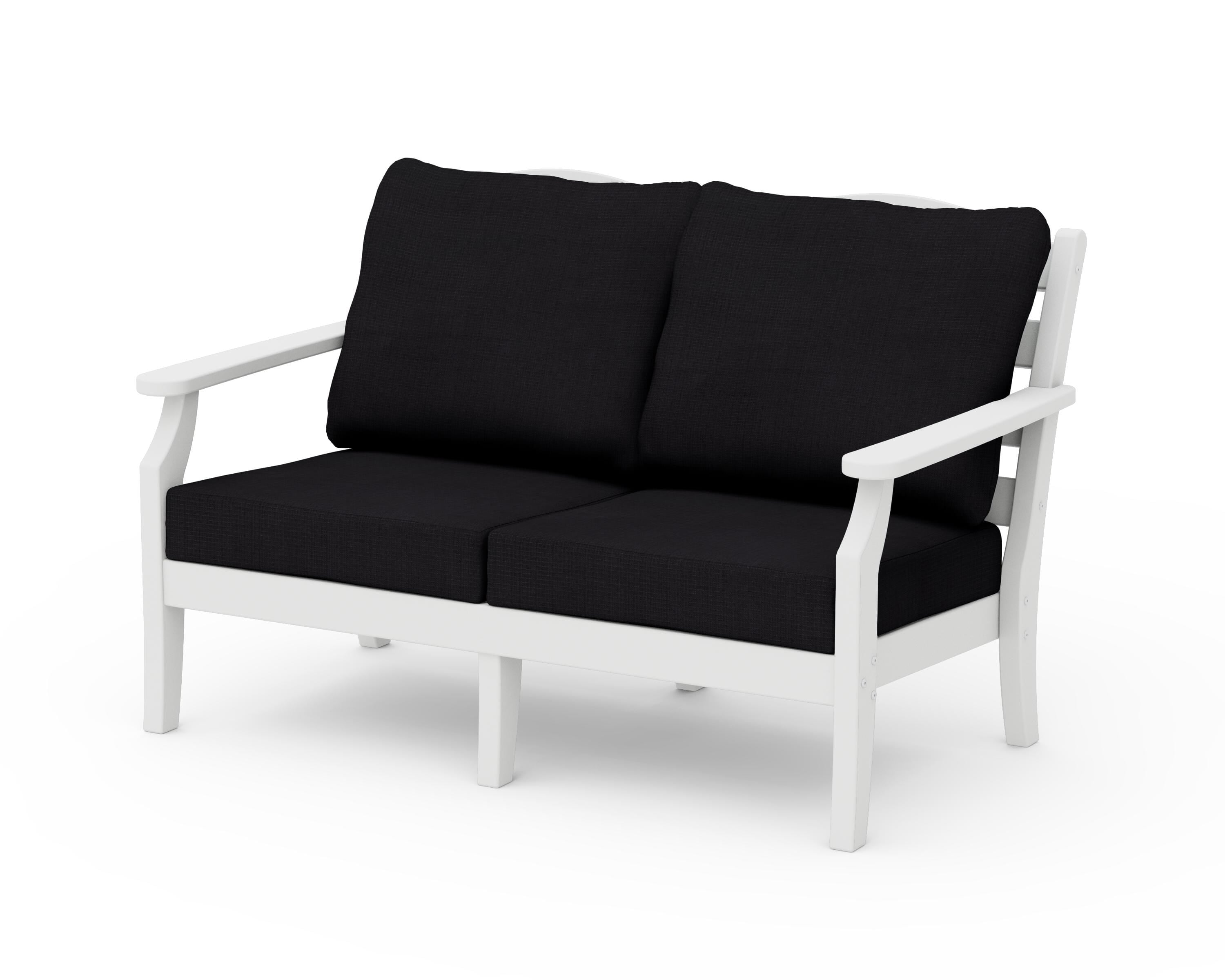 Draper James™ by  POLYWOOD® Savannah Deep Seating Loveseat in White / Midnight Linen