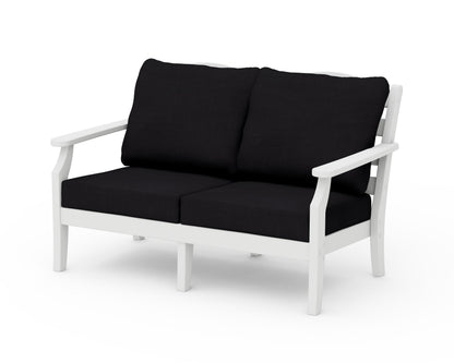Draper James™ by  POLYWOOD® Savannah Deep Seating Loveseat in White / Midnight Linen