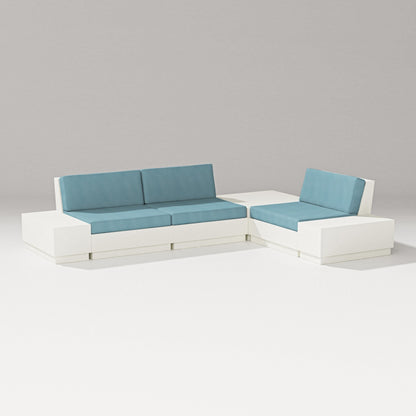 PW Designer Series Elevate 6-Piece Corner Sectional in Vintage White / Lattice Sky Blue