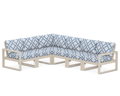 POLYWOOD® EDGE 6-Piece Modular Deep Seating Set in Sand / Trellis Sky Blue