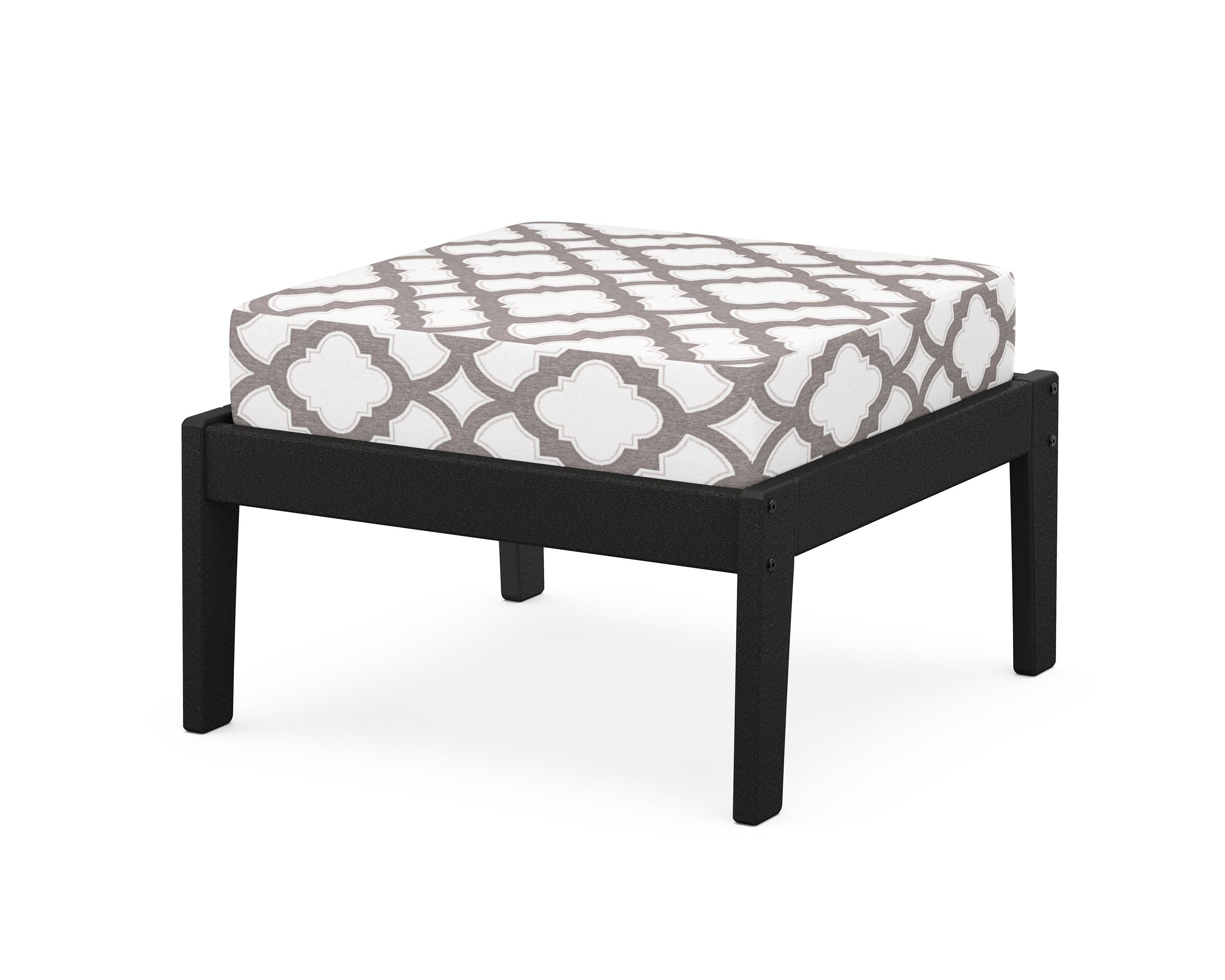 Unbranded Deep Seating Ottoman in Black / Trellis Grey Mist
