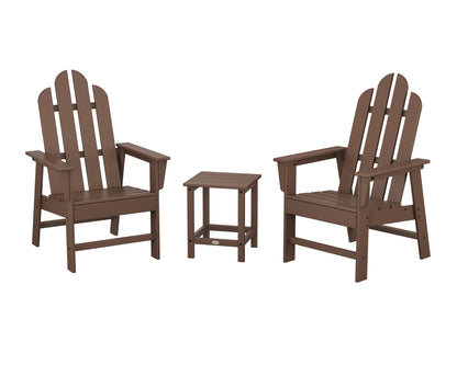 POLYWOOD® Long Island 3-Piece Upright Adirondack Chair Set in Mahogany