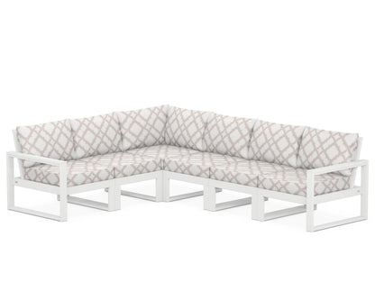 POLYWOOD® EDGE 6-Piece Modular Deep Seating Set in White / Trellis Dune Burlap
