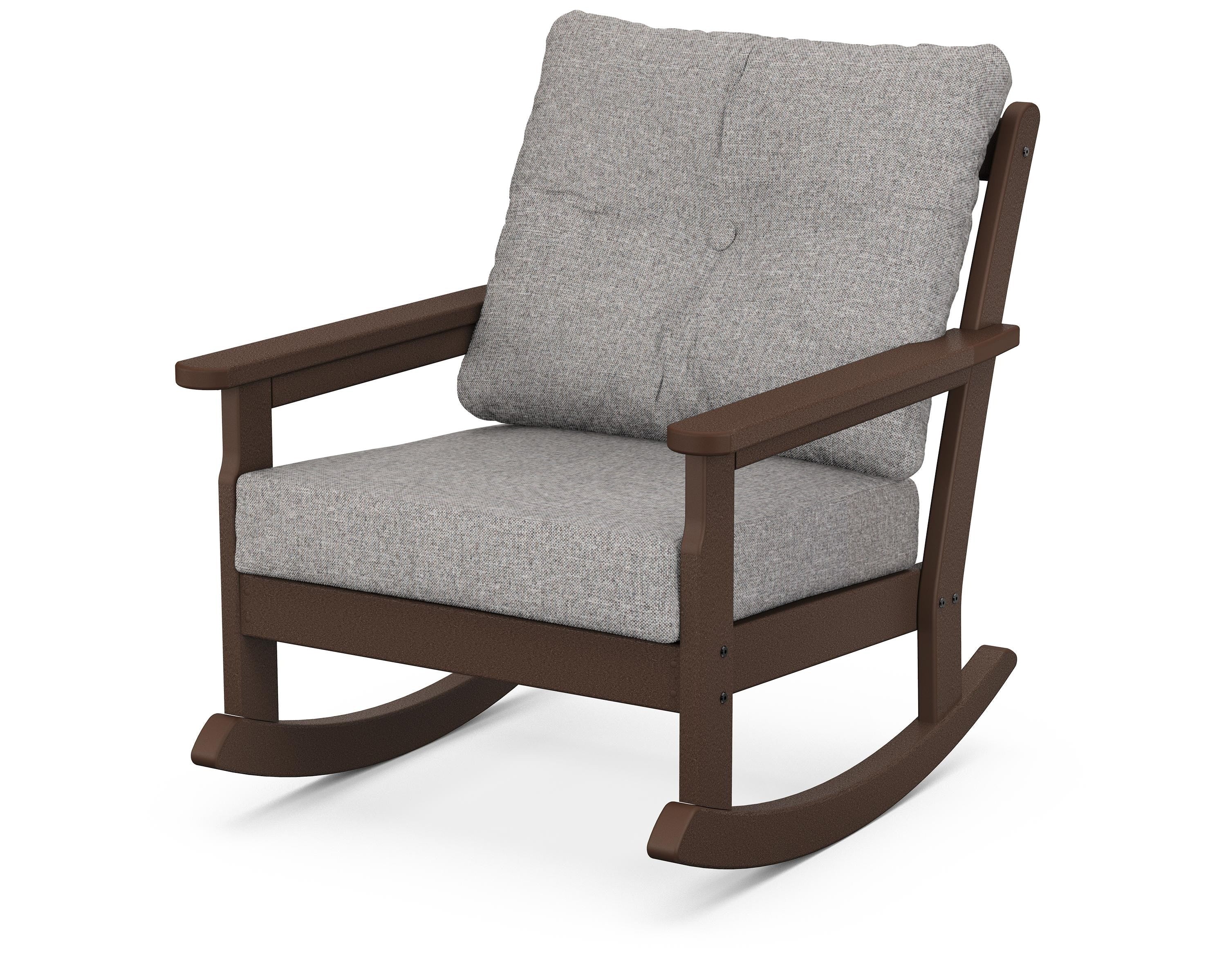 POLYWOOD® Vineyard Deep Seating Rocking Chair in Mahogany / Grey Mist