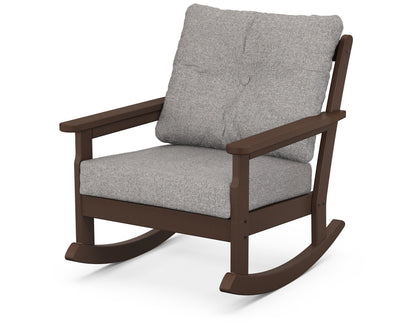 POLYWOOD® Vineyard Deep Seating Rocking Chair in Mahogany / Grey Mist