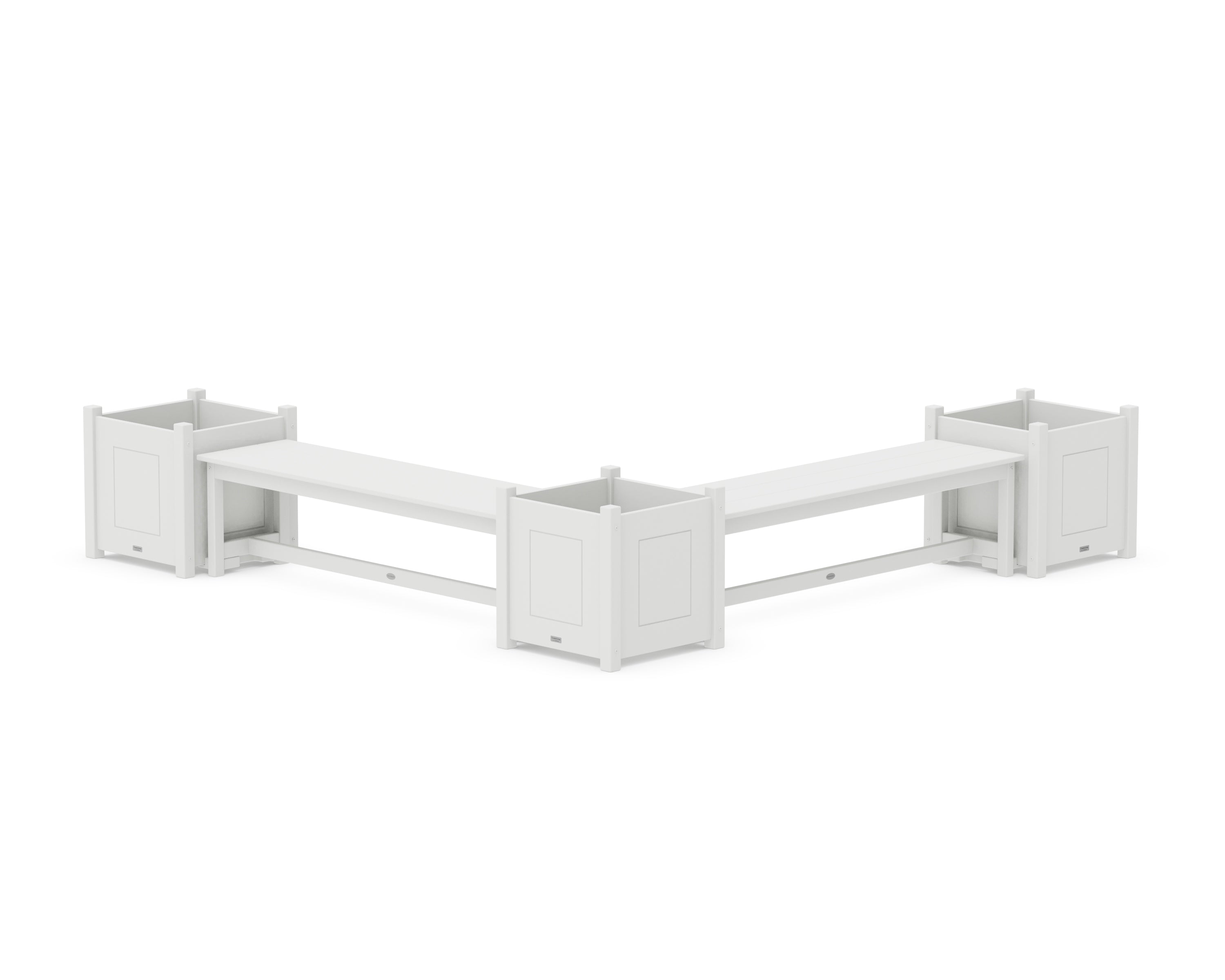 Country Living 60" Country Living L- Shaped Planter Bench Corner Set - Large in White
