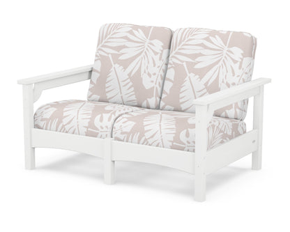 POLYWOOD® Club Loveseat in White / Leaf Dune Burlap