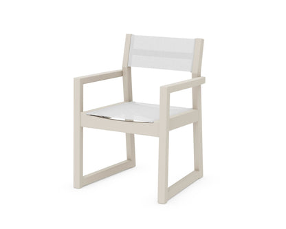 POLYWOOD® EDGE Sling Dining Arm Chair in Sand / White Sling