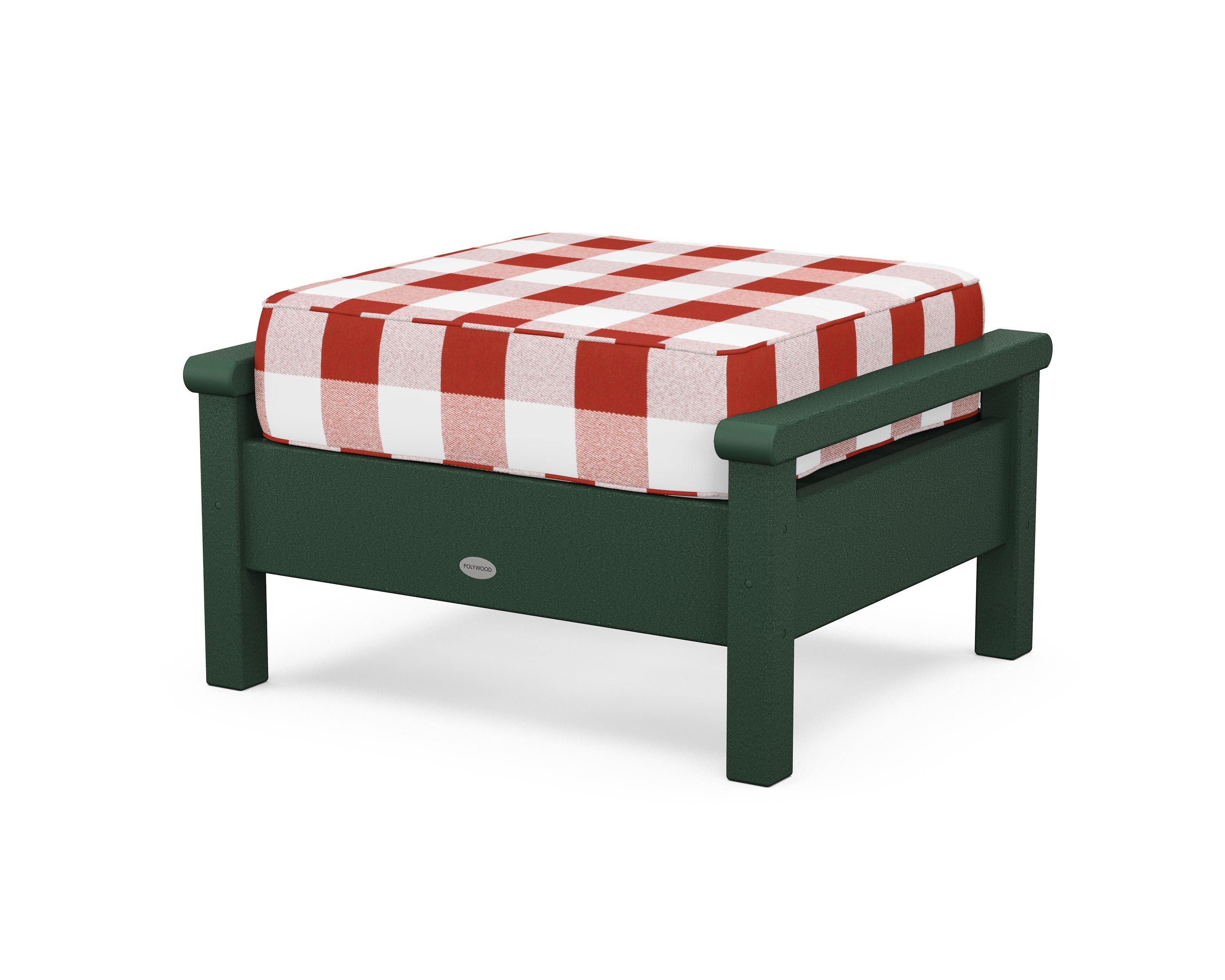POLYWOOD® Harbour Deep Seating Ottoman in Green / Buffalo Plaid Crimson