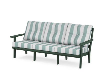POLYWOOD® Prairie Deep Seating Sofa in Green / Cabana Stripe Glacier Spa