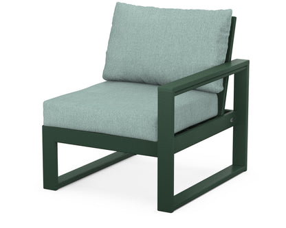 POLYWOOD® EDGE Modular Right Arm Chair in Green / Glacier Spa
