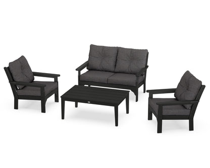POLYWOOD® Vineyard 4-Piece Deep Seating Set in Black / Ash Charcoal