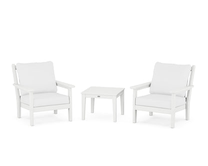 POLYWOOD® Chippendale 3-Piece Deep Seating Set in White / Natural