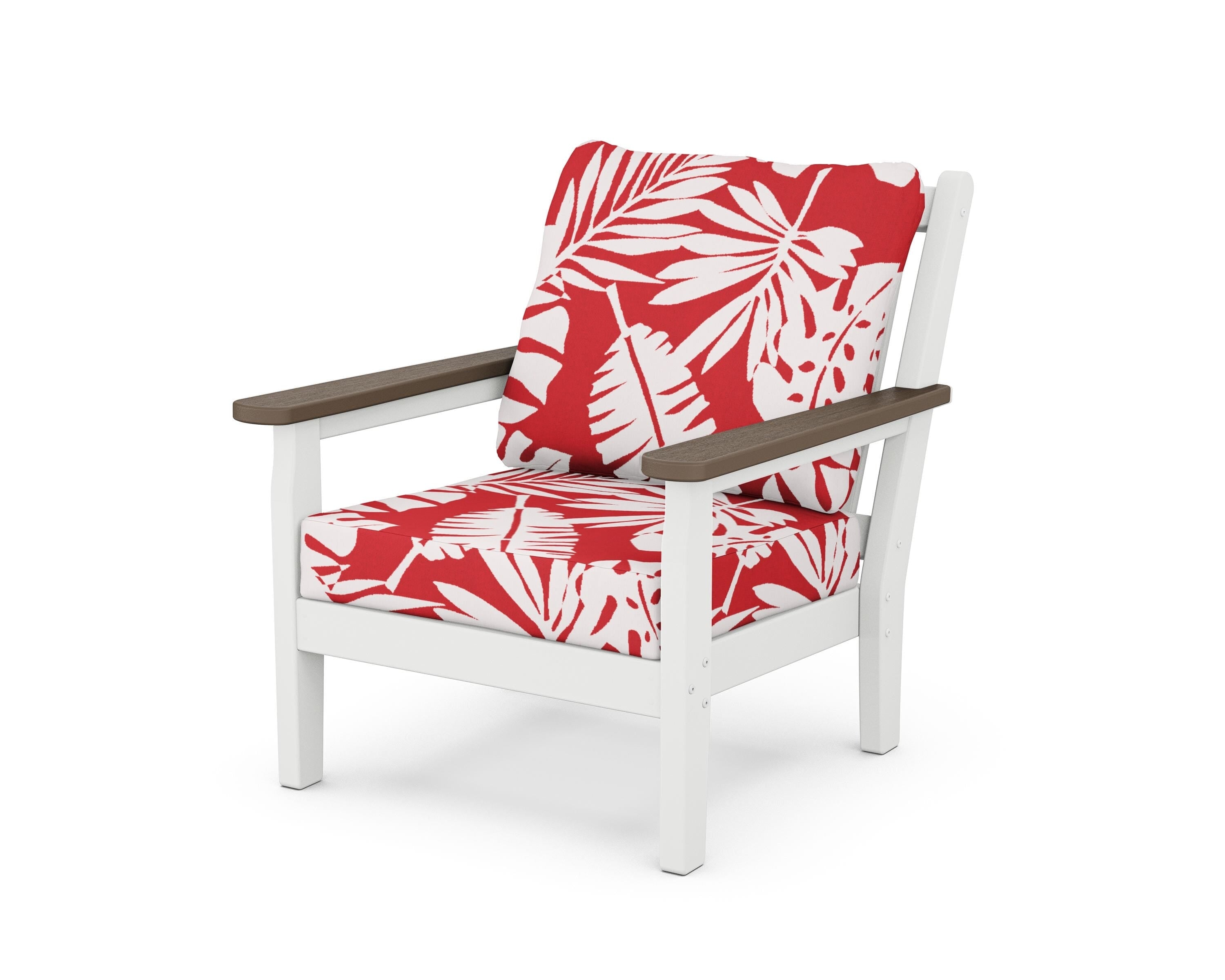 POLYWOOD® Chippendale Deep Seating Chair in White / Kona / Leaf Crimson