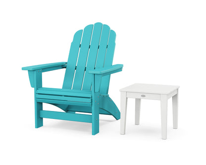 POLYWOOD® Vineyard Grand Adirondack Chair with Side Table in Aruba / White