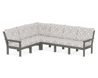 POLYWOOD® Vineyard 6-Piece Sectional in Slate Grey / Trellis Dune Burlap