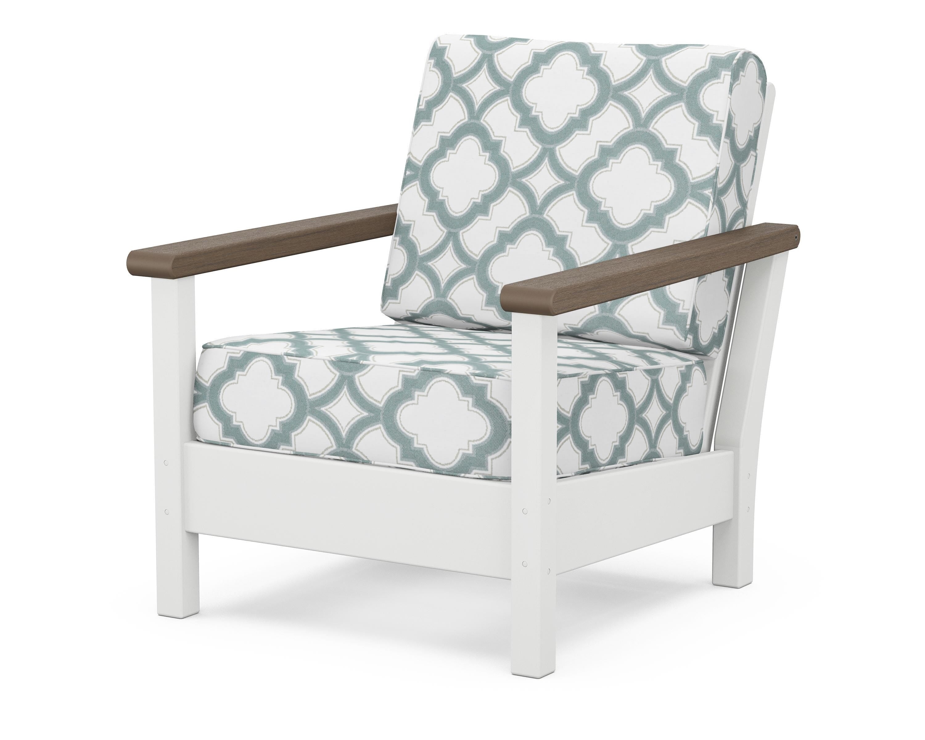 POLYWOOD® Harbour Deep Seating Chair in White / Kona / Trellis Glacier Spa