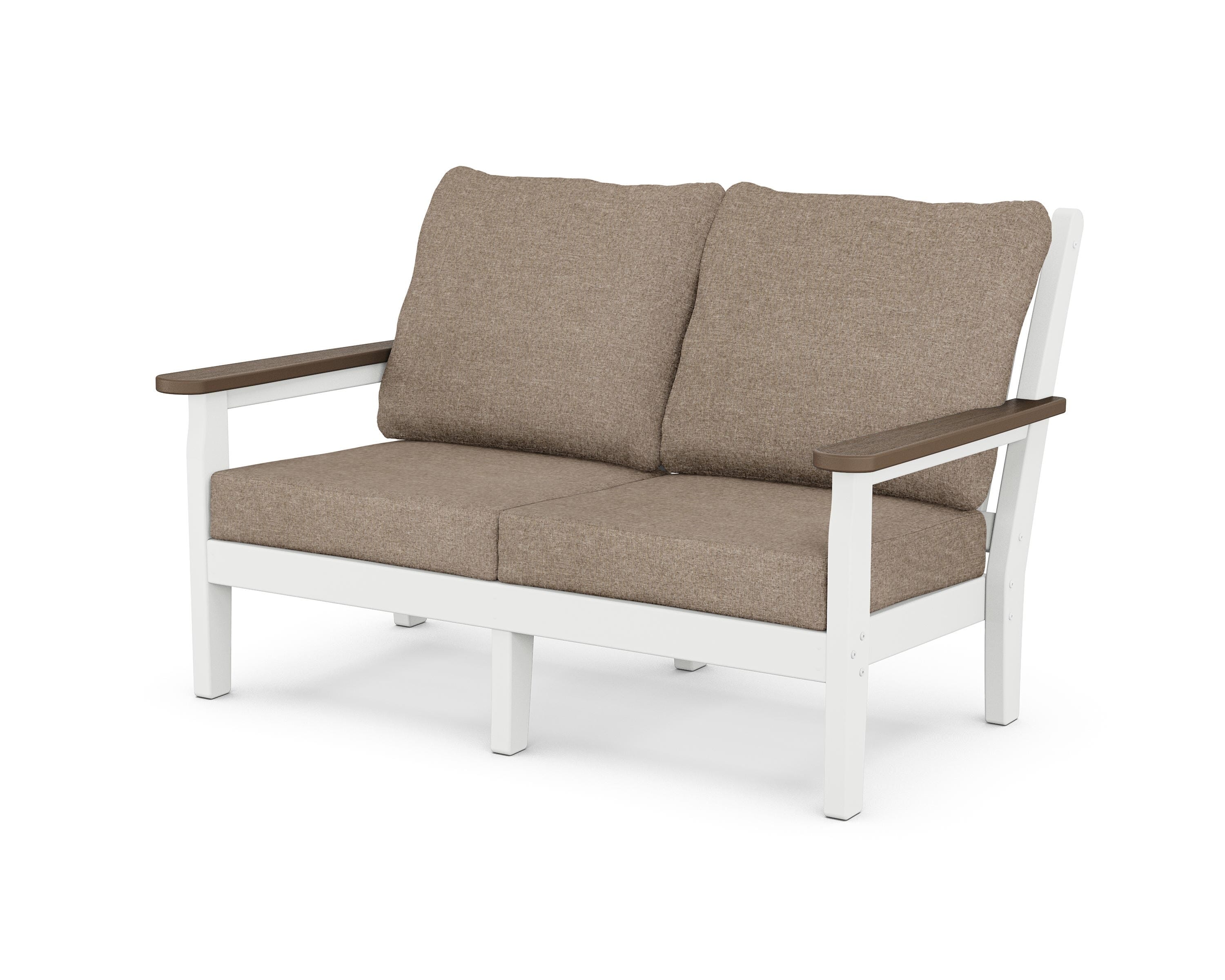 POLYWOOD® Chippendale Deep Seating Loveseat in White / Kona / Spiced Burlap