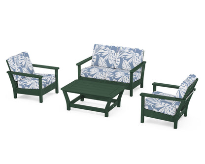 POLYWOOD® Harbour 4-Piece Deep Seating Set in Green / Leaf Sky Blue