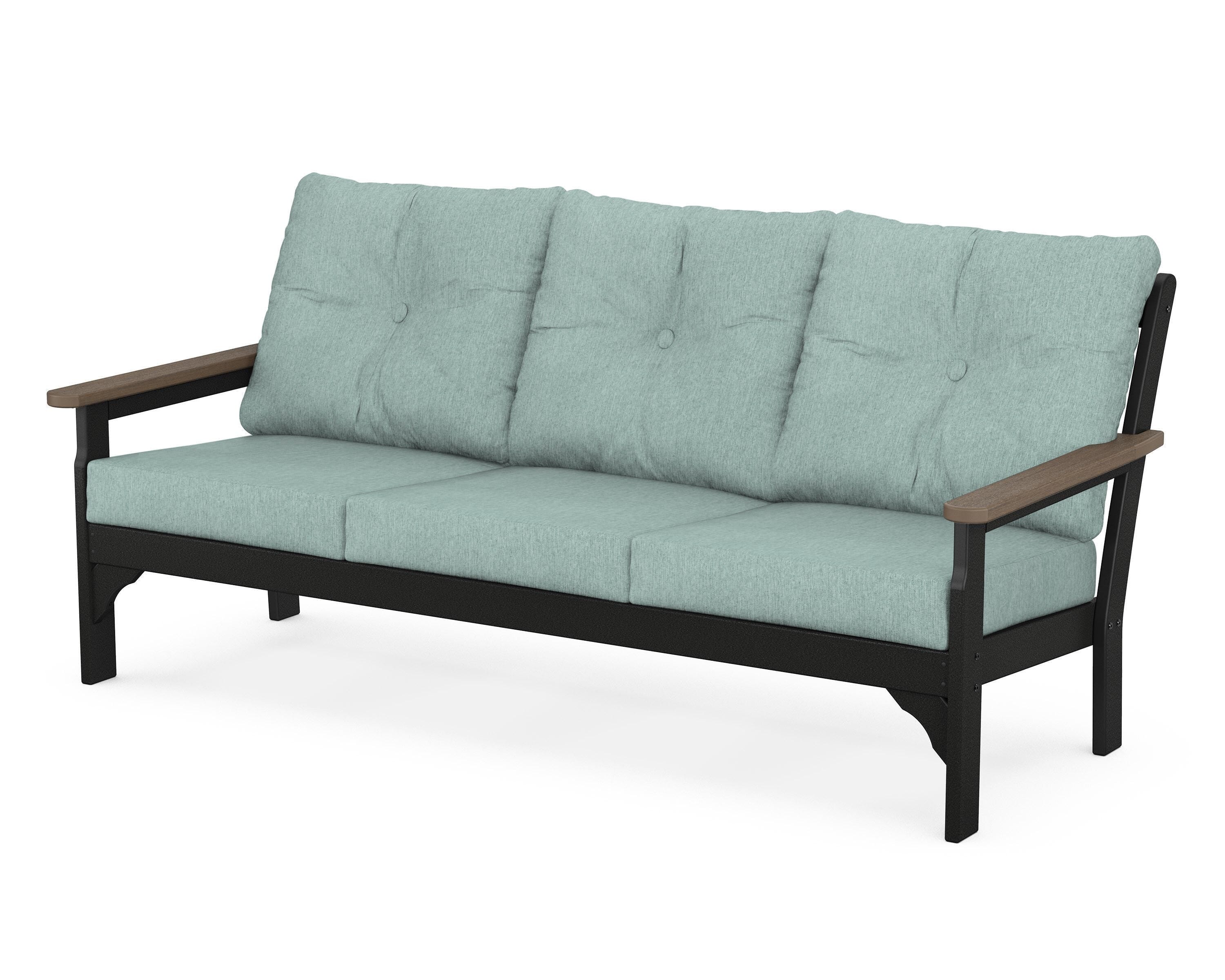 POLYWOOD® Vineyard Deep Seating Sofa in Black / Kona / Glacier Spa