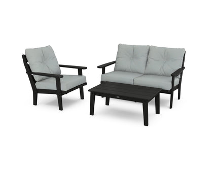 POLYWOOD® Lakeside 3-Piece Deep Seating Set in Black / Spa