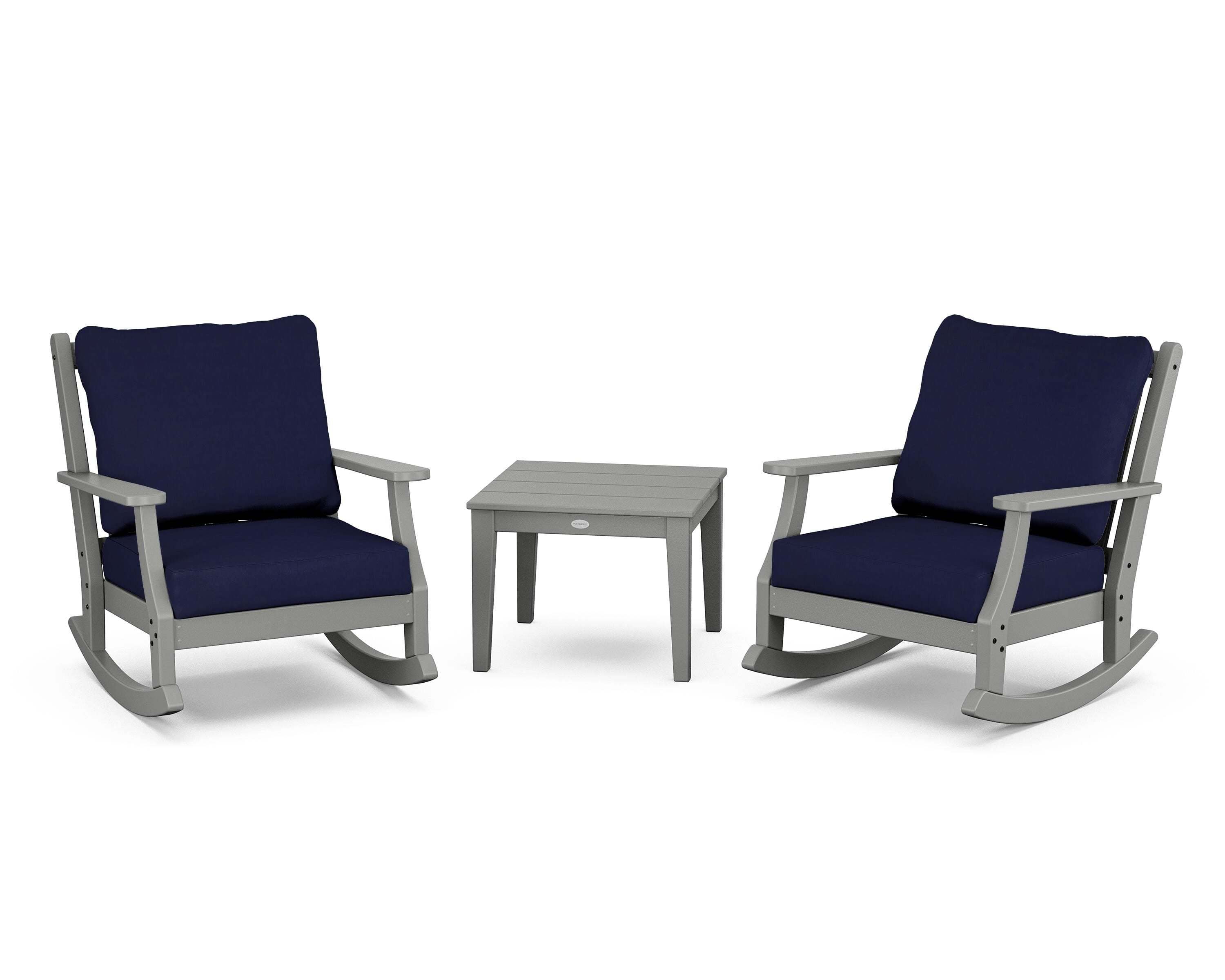 Country Living Wovendale 3-Piece Deep Seating Rocker Set in Slate Grey / Navy