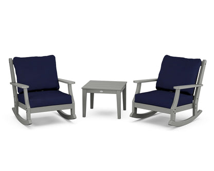 Country Living Wovendale 3-Piece Deep Seating Rocker Set in Slate Grey / Navy