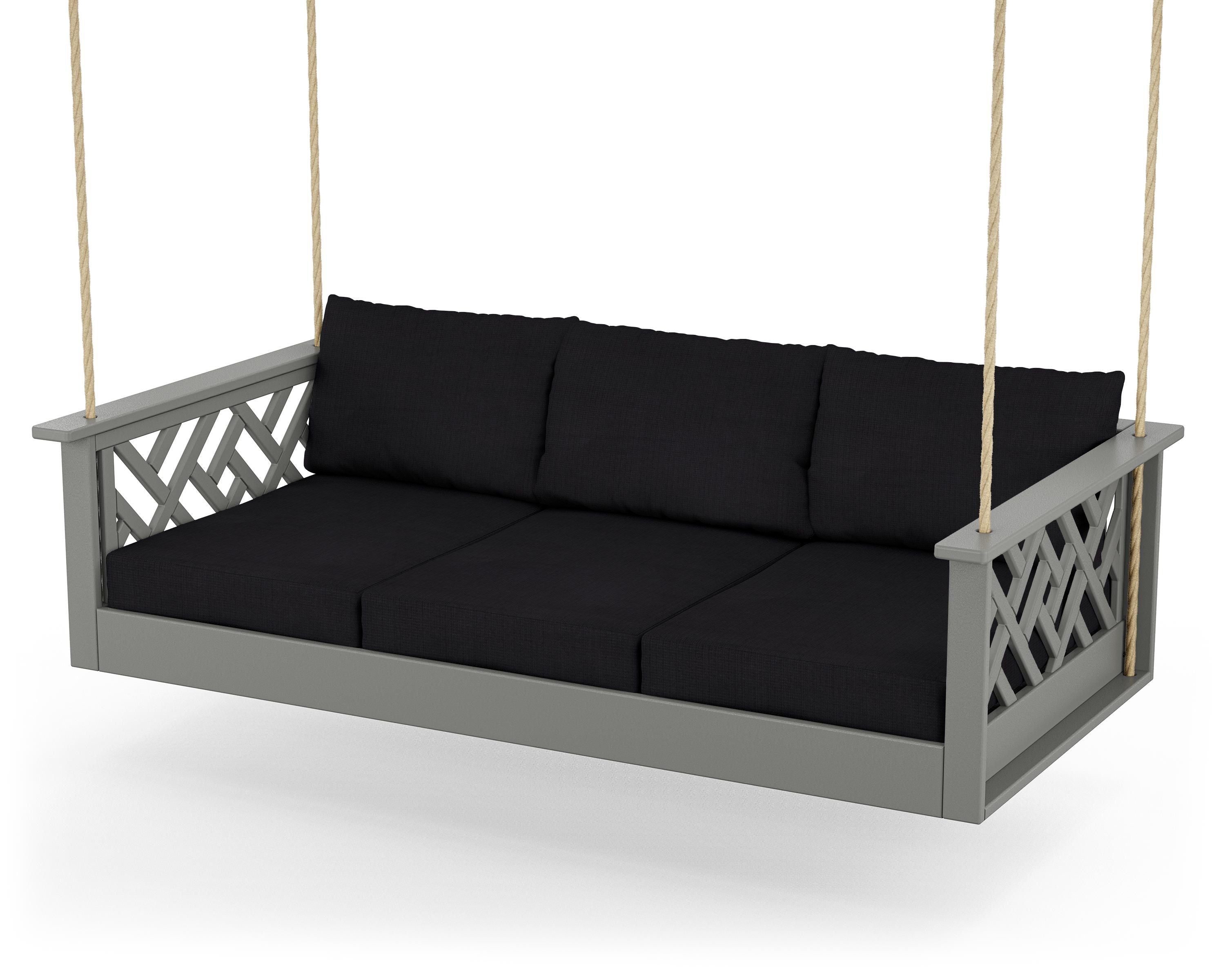 POLYWOOD® Chippendale Daybed Swing in Slate Grey / Midnight Linen