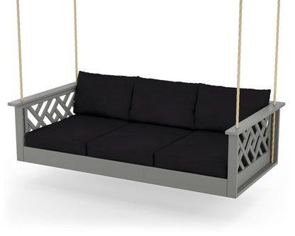 POLYWOOD® Chippendale Daybed Swing in Slate Grey / Midnight Linen