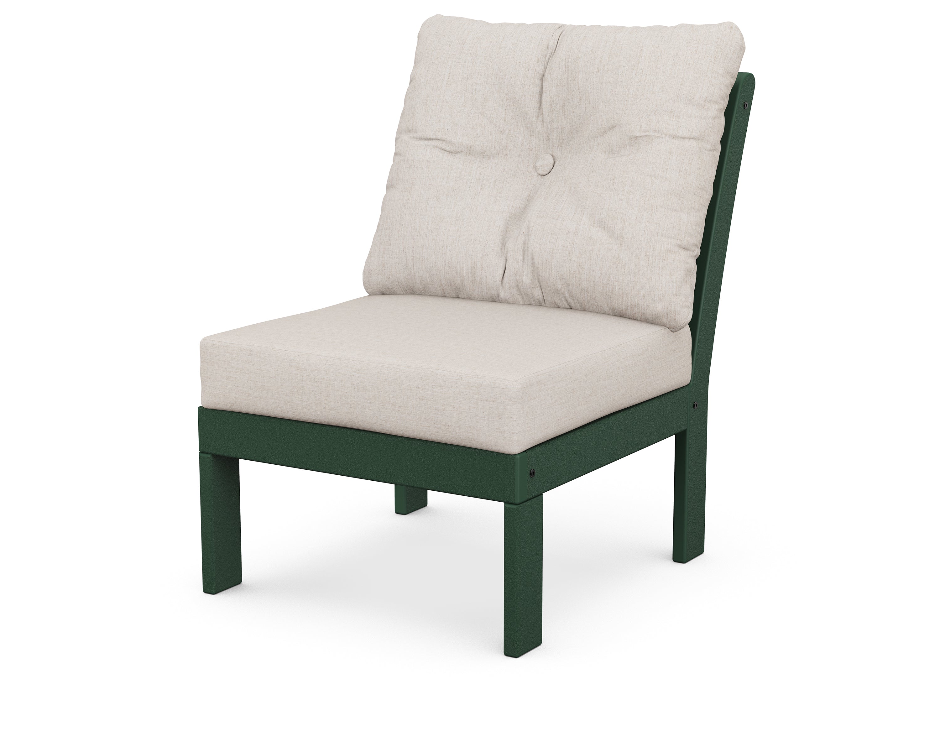 POLYWOOD® Vineyard Modular Armless Chair in Green / Cast Ash