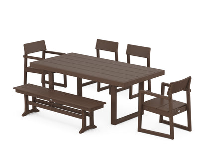 POLYWOOD® EDGE 6-Piece Dining Set with Bench in Mahogany