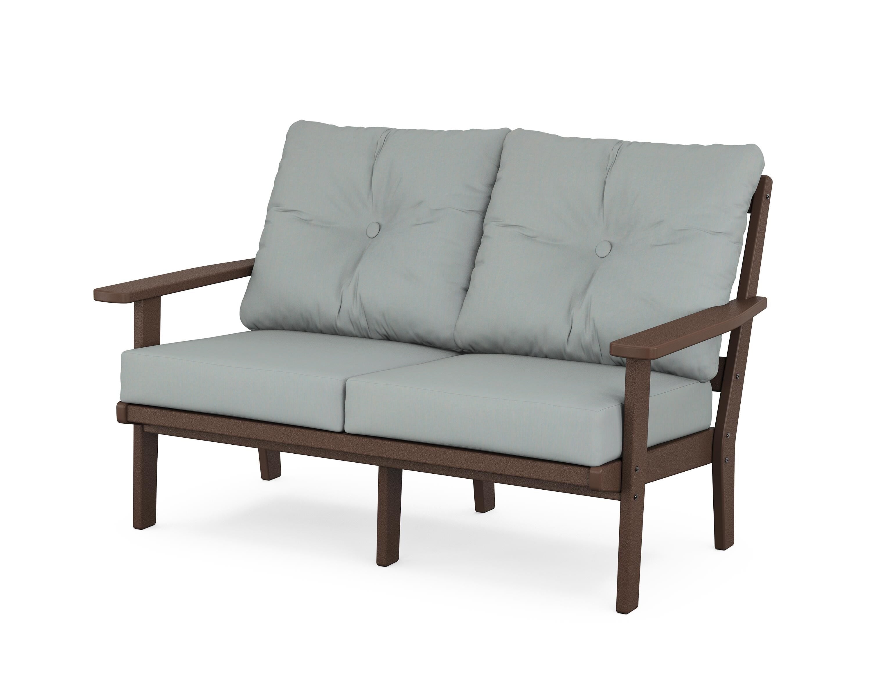 POLYWOOD® Oxford Deep Seating Loveseat in Mahogany / Spa