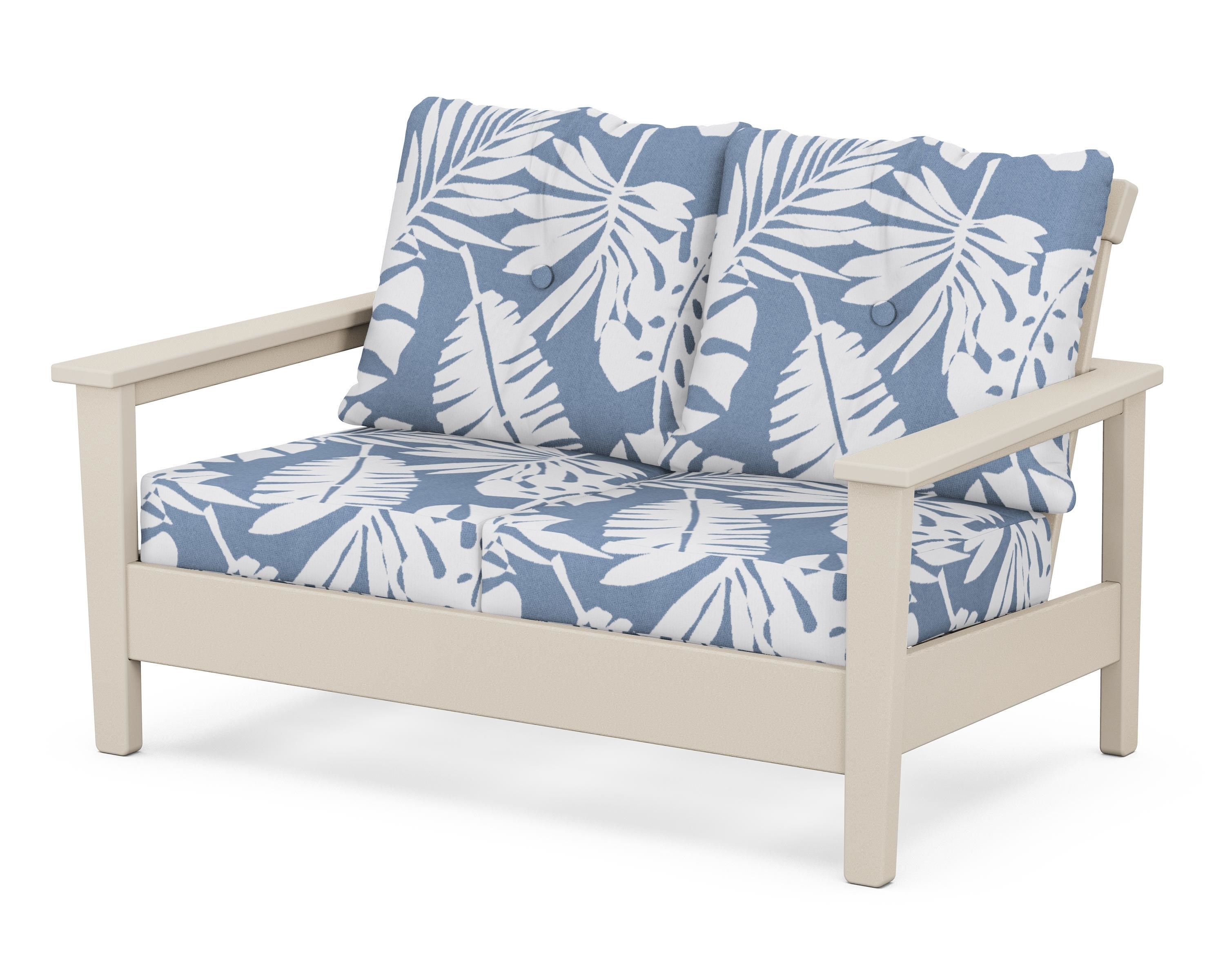 POLYWOOD® Prescott Deep Seating Loveseat in Sand / Leaf Sky Blue
