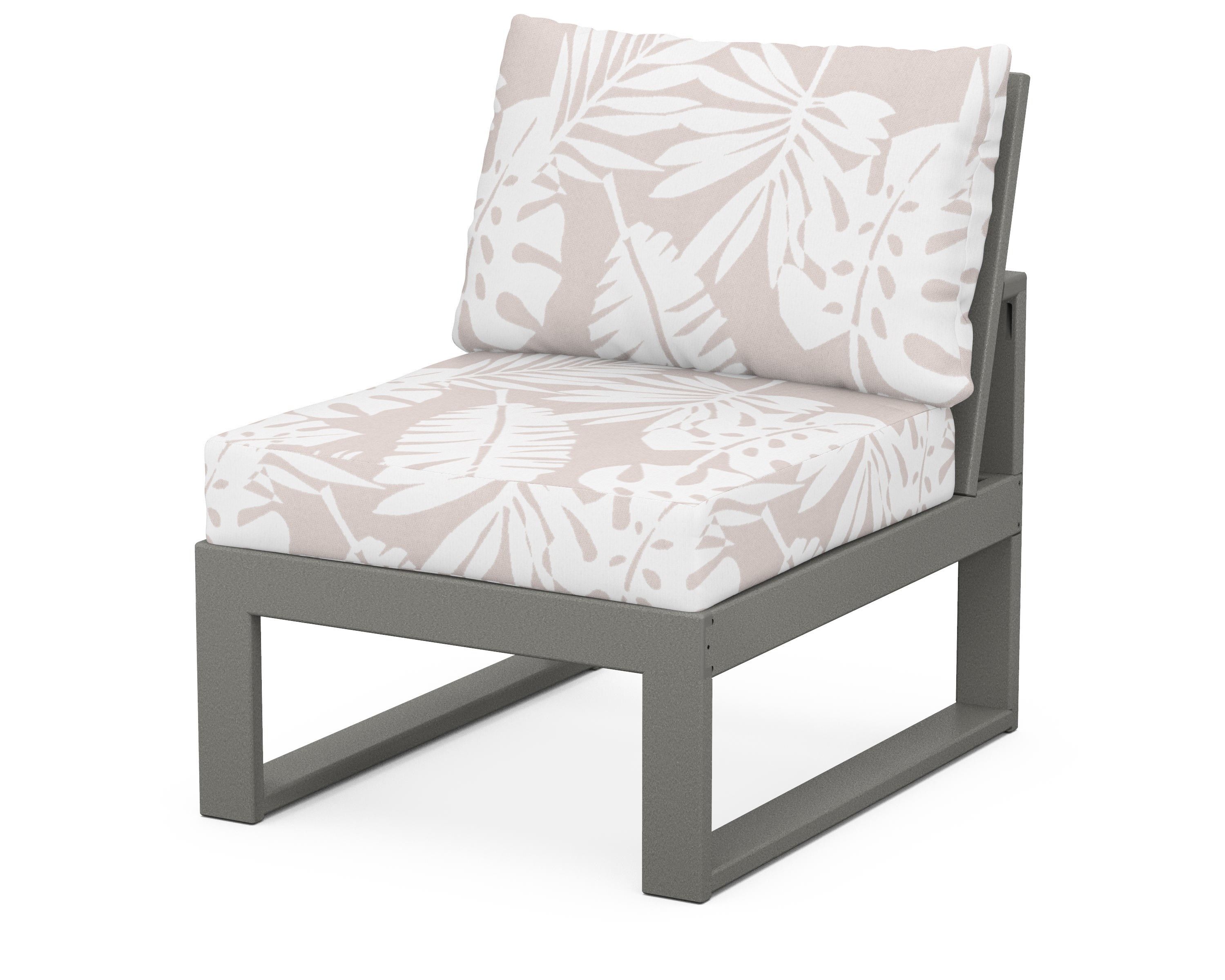 Unbranded Modular Armless Chair in Slate Grey / Leaf Dune Burlap