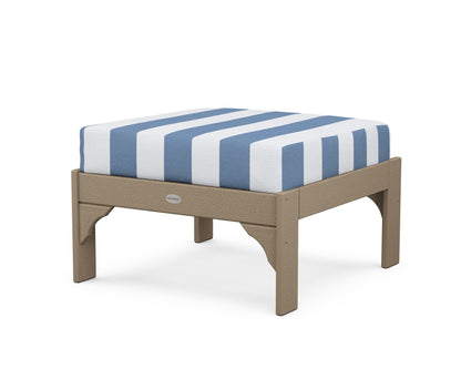 POLYWOOD¬Æ Vineyard Deep Seating Ottoman in Vintage Sahara / Cabana Stripe Sky Blue