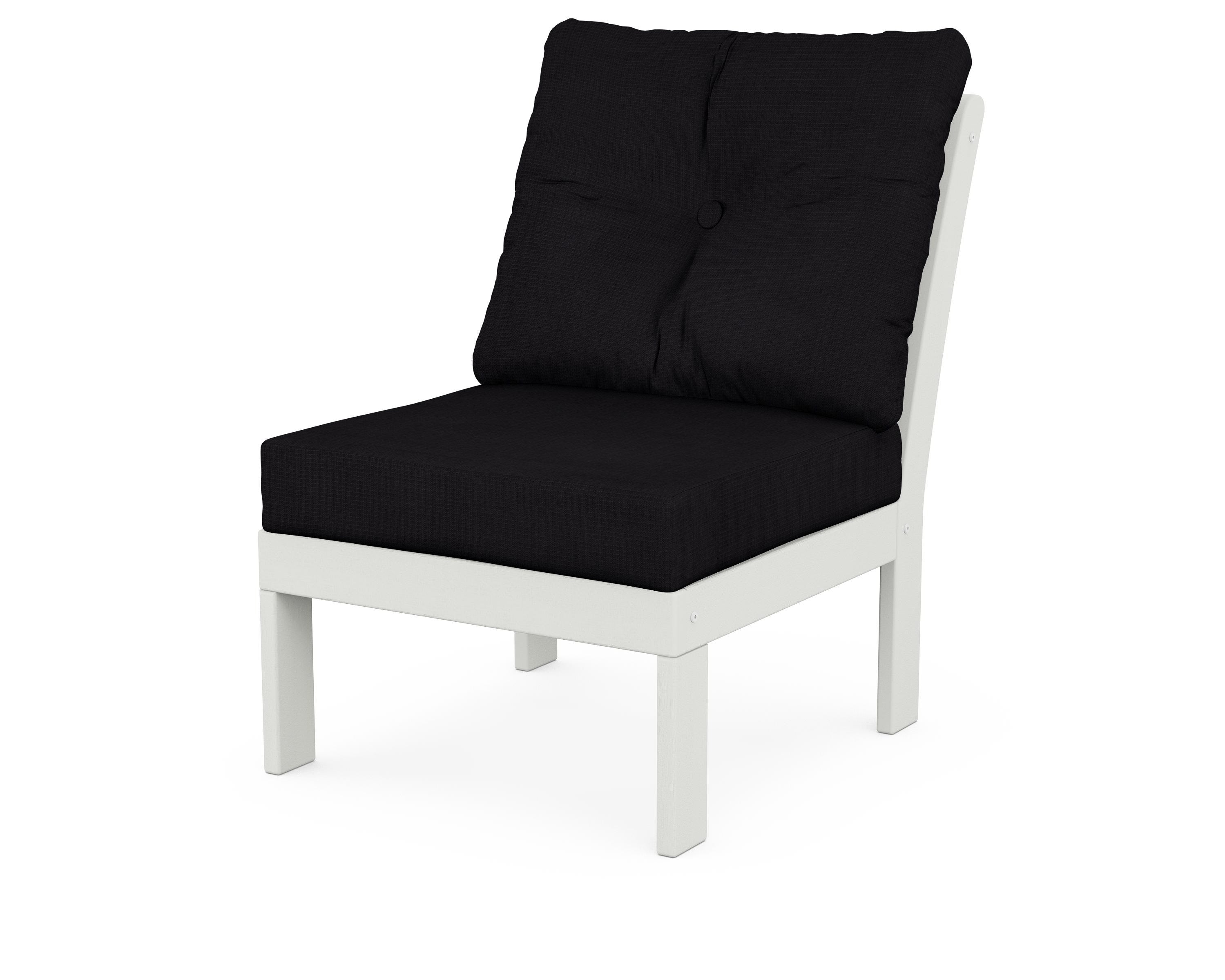POLYWOOD® Vineyard Modular Armless Chair in Vintage White / Midnight Linen
