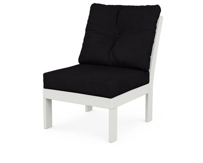 POLYWOOD® Vineyard Modular Armless Chair in Vintage White / Midnight Linen