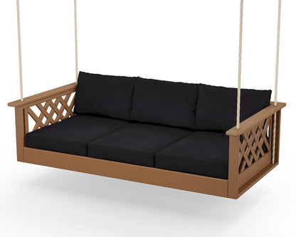 Country Living Wovendale Daybed Swing in Teak / Midnight Linen
