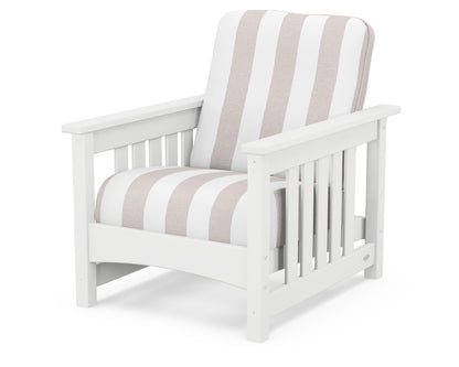 POLYWOOD® Club Mission Chair in White / Cabana Stripe Dune Burlap