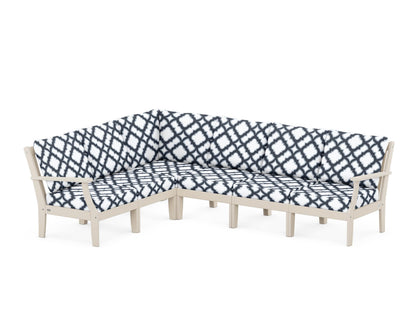 POLYWOOD® Braxton Modular 6-Piece Deep Seating Set in Sand / Trellis Marine Indigo