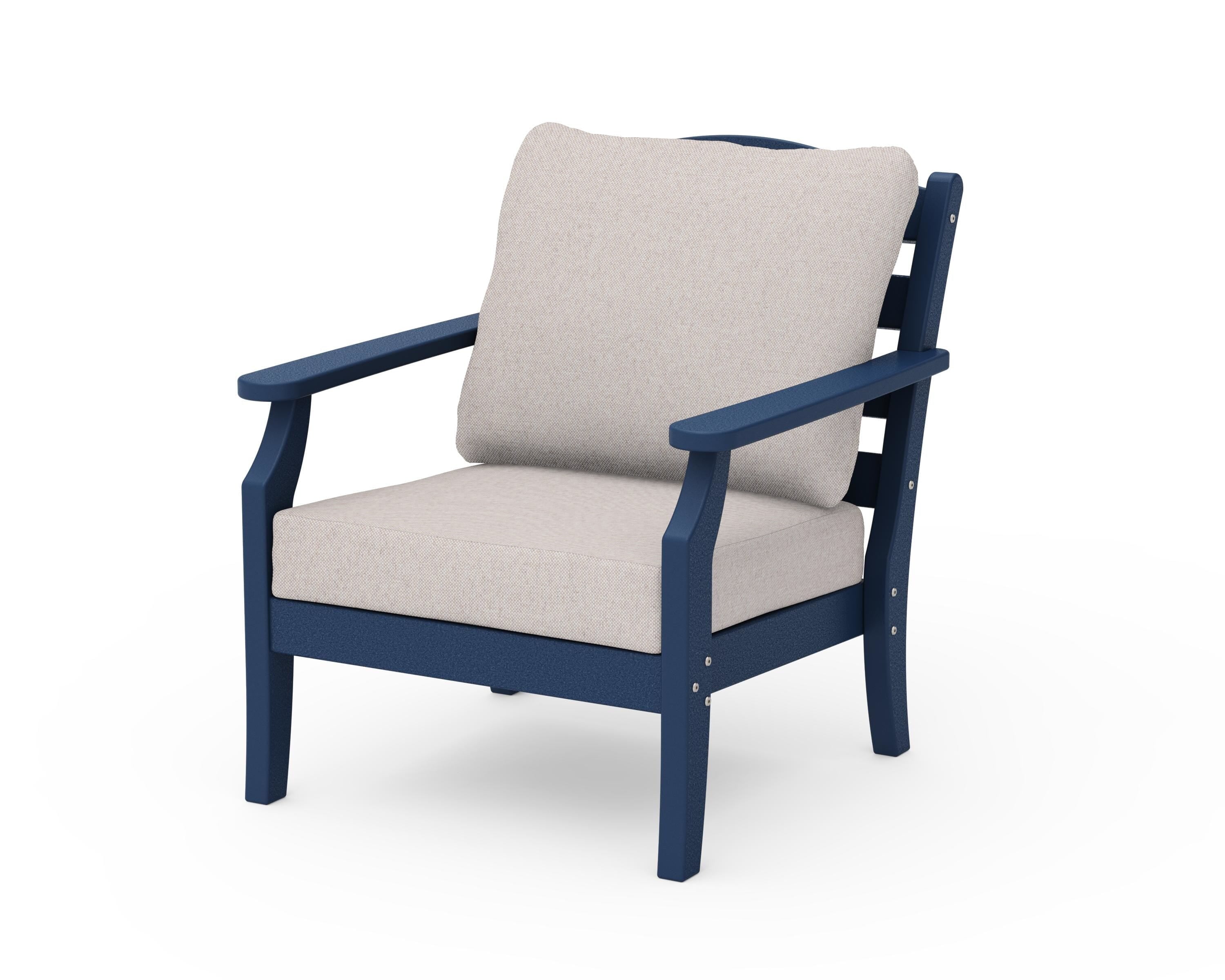 Draper James™ by  POLYWOOD® Savannah Deep Seating Chair in Navy / Dune Burlap